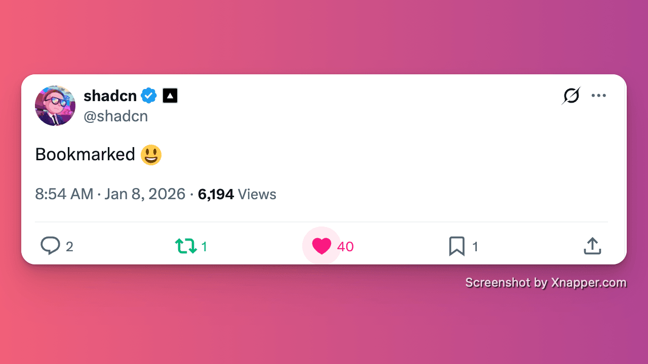 shadcn bookmarking the autograph follow-up tweet