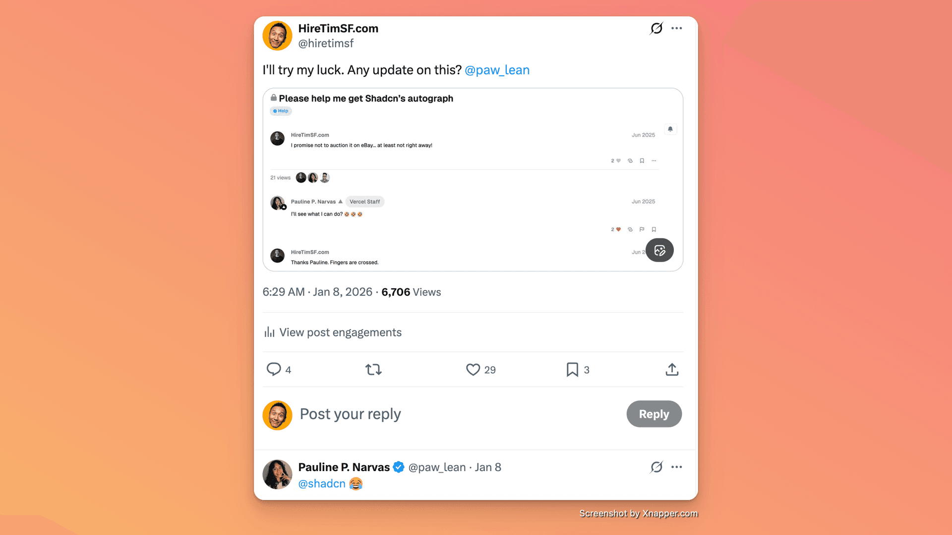 Pauline P. Narvas from Vercel Community team responding